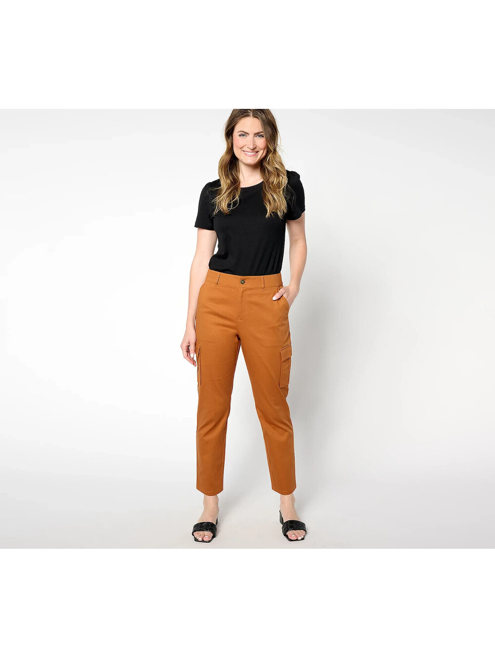 "As Is" Joan Rivers Regular Stretch Cotton Sateen Tapered Pant, reg 14 #515L